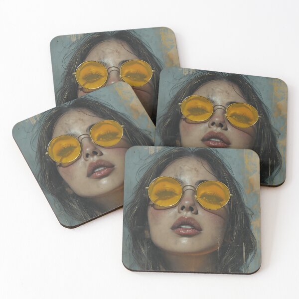 Item preview, woman in orange shades - modern concept art designed and sold by UmagineArts.