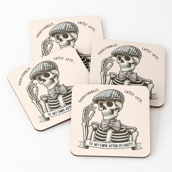 Item preview, Fashionably Late Skeleton - Chic Afterlife Party Arrival Tee designed and sold by FEBRICAST.