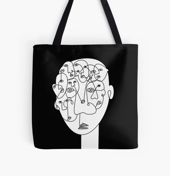 Faces and Heads Line Drawing Art All Over Print Tote Bag