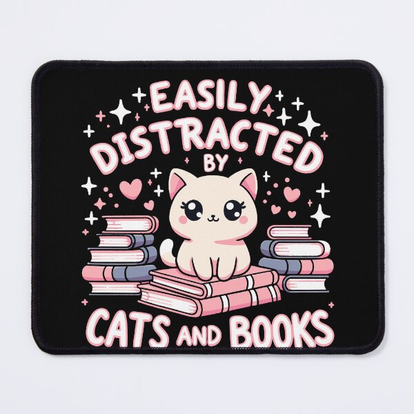 Item preview, Easily Distracted by Cats and Books Cat Design Girls designed and sold by BlueBerry-Pengu.