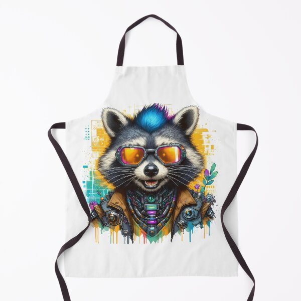Item preview, Cyberpunk racoon with glasses. Futuristic Feline Illustration designed and sold by Niktarka.