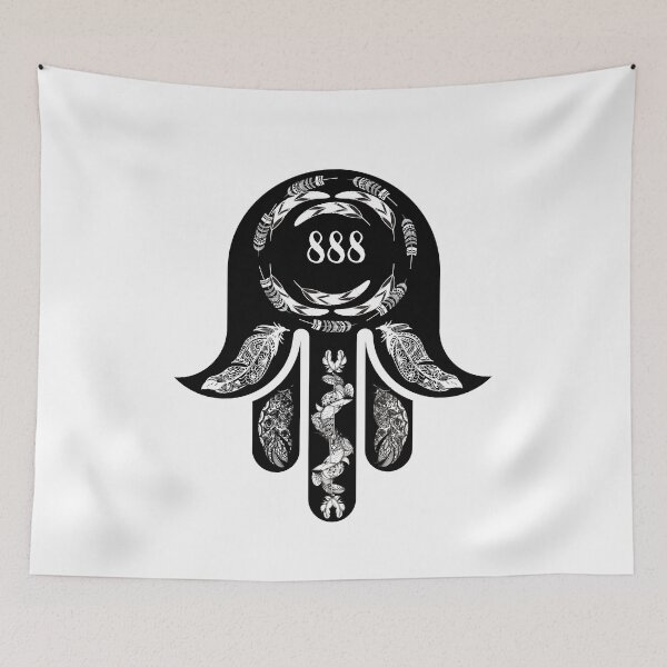 Item preview, 888 Angel Number Feathered Hamsa Hand designed and sold by hamsasoul.