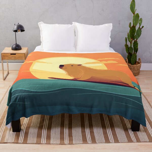 Item preview, A happy capybara is surfing in the evening designed and sold by KapybaraX.