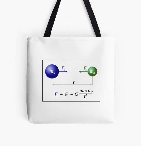 Newton's law of universal gravitation All Over Print Tote Bag