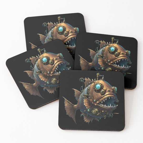 Item preview, Steampunk Anglerfish Mechanical Fantasy Underwater Art designed and sold by ChicTrendz.