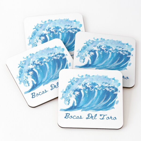 Item preview, Bocas Del Toro Panama Blue Watercolor Surfing Wave  designed and sold by julyperson.