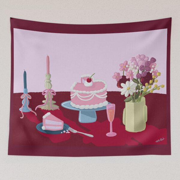 Artikelvorschau, Herz-Kuchen-Stillleben-Tischlandschaft entworfen und verkauft von art by mckenzie.