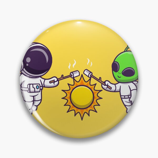 Item preview, Cosmic Marshmallow Roast: Cute Astronaut and Alien Cartoon Vector Icon designed and sold by hjian8219.