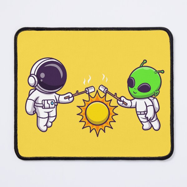 Item preview, Cosmic Marshmallow Roast: Cute Astronaut and Alien Cartoon Vector Icon designed and sold by hjian8219.