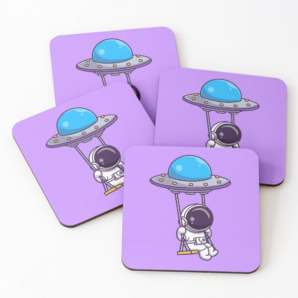 Item preview, Swinging Through Space: Cute Astronaut with UFO Cartoon Vector Icon designed and sold by hjian8219.