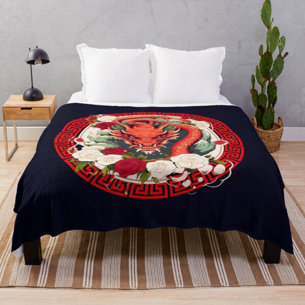 Item preview, Vibrant Red Snarling  dragon -Year of the Dragon- chinese Zodiac Theme-navy blue Background designed and sold by CosmicNook1.