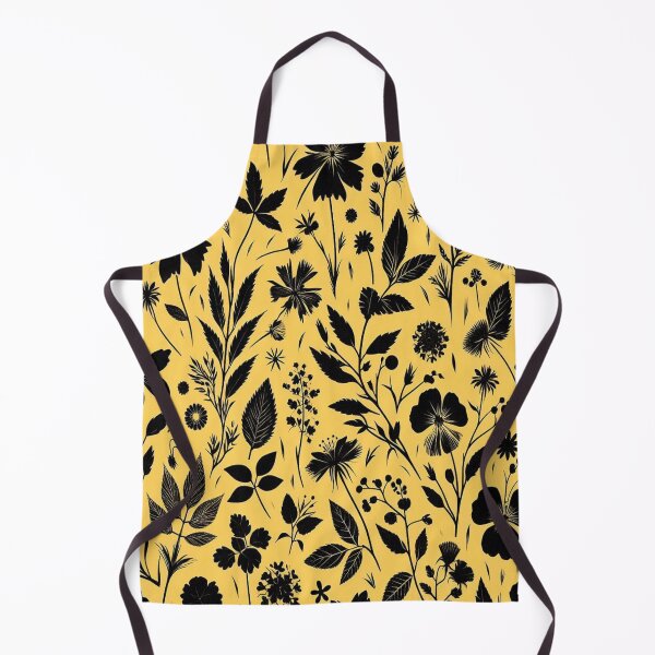 Item preview, Flower - Black Zinnia and Leaves on Yellow ; Floral Pattern designed and sold by PatternInArt.