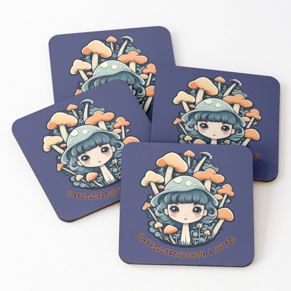 Item preview, Retro Anime Style Mushroom Love Girl Illustration | Retro Anime Artwork designed and sold by UnhingedBird.
