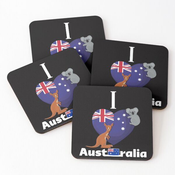 Item preview, I Love Australia - Australian Flag in Heart Shape With Koala and Kangaroo designed and sold by mimiscreativity.