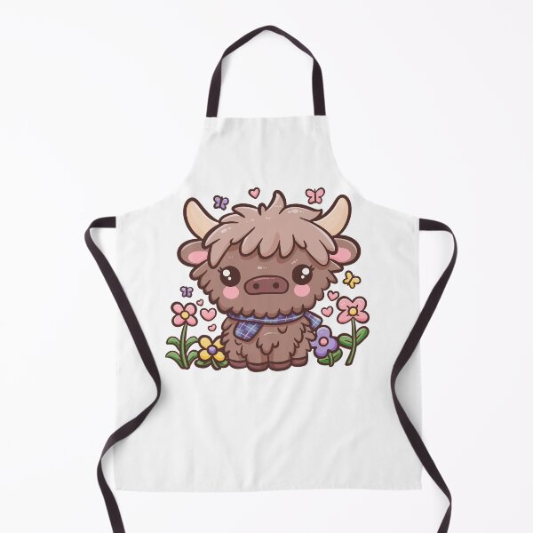 Item preview, Kawaii Highland Cow with Flowers designed and sold by sunburstdesigns.