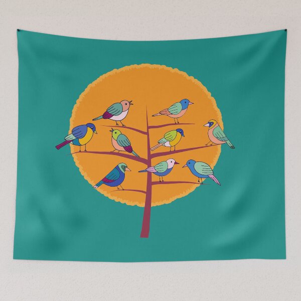 Item preview, Woodland birds on the tree at sunrise designed and sold by Magdanatka.