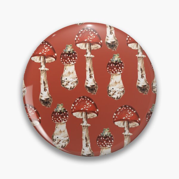 Item preview, Green Frogs Sitting On Red Toadstools Cottage Core Pattern Design designed and sold by LittleGnomad.