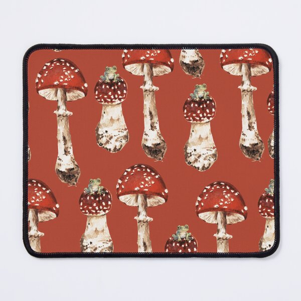 Item preview, Green Frogs Sitting On Red Toadstools Cottage Core Pattern Design designed and sold by LittleGnomad.