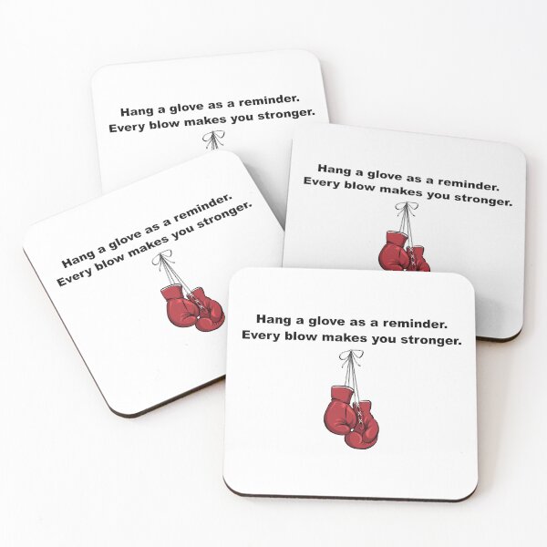 Item preview, A Motivational Glimpse: Hanging Red Boxing Gloves with the Quote - 'Hang a glove as a reminder. Every blow makes you stronger. designed and sold by OpsDesing.