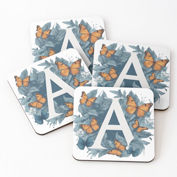 Item preview, Letter A in blue with butterflies designed and sold by Shinery2023.