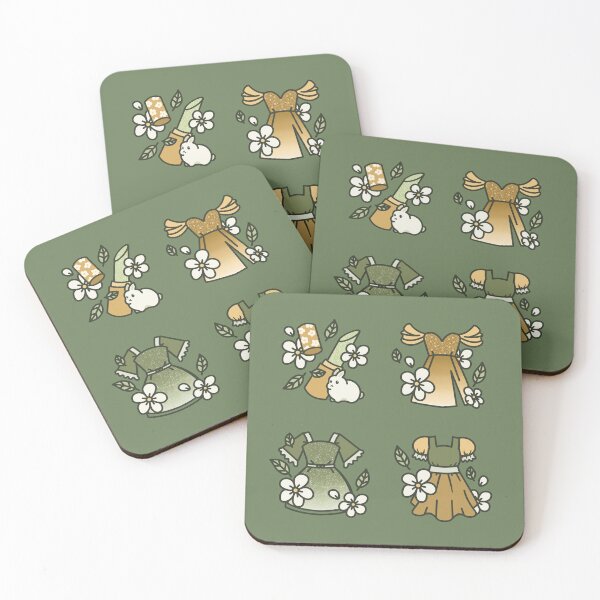 Item preview, Cottagecore Attire Dresses in Yellow Gold Green Cute Bunny Icons designed and sold by JumpingRabbits.