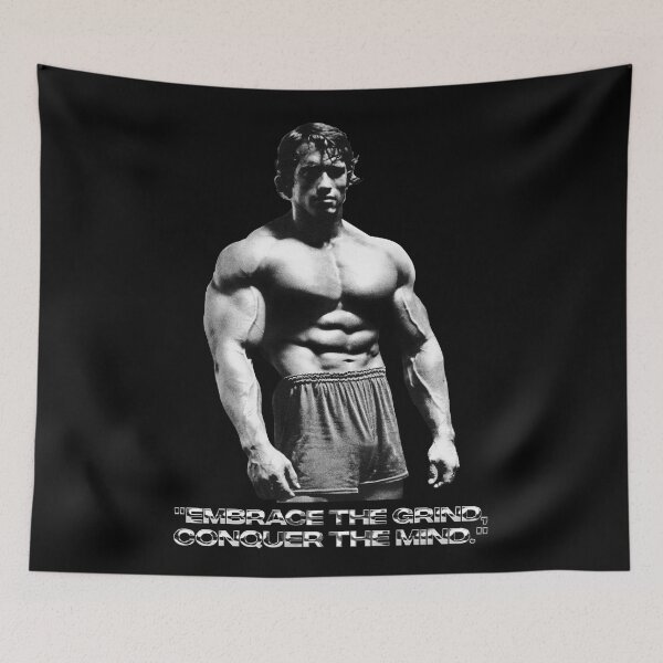 Item preview, Stoic Quote "Embrace the grind, conquer the mind." Arnold. schwarzenegger Fan art designed and sold by HuzaifaNaveedh.