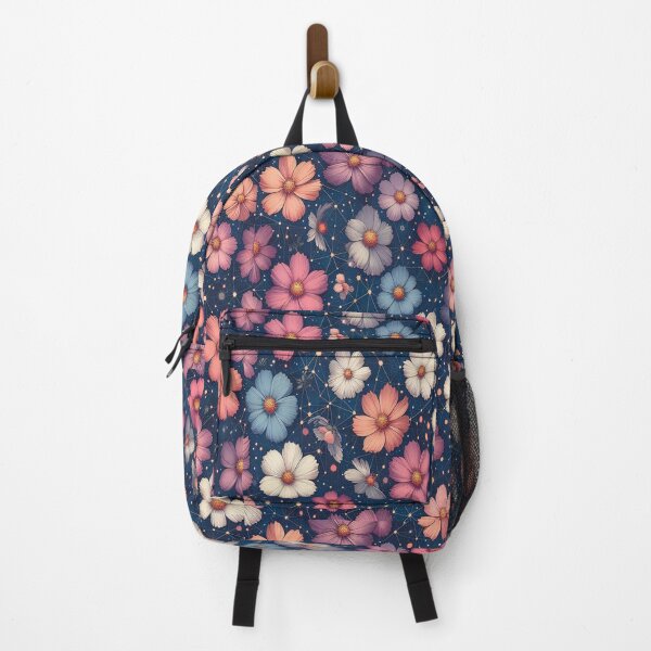Item preview, Red Blue White Pink Cosmos Flowers ; Floral Pattern designed and sold by PatternInArt.