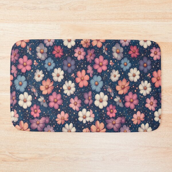 Item preview, Red Blue White Pink Cosmos Flowers ; Floral Pattern designed and sold by PatternInArt.