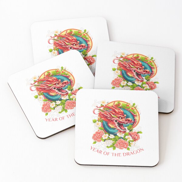 Item preview, Vibrant  Colorful Snarling  dragon -Year of the Dragon- chinese Zodiac Theme-white Background designed and sold by CosmicNook1.