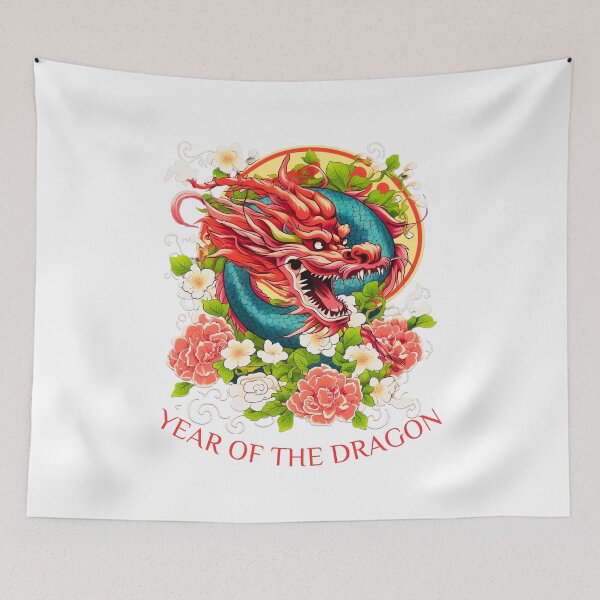 Item preview, Vibrant  Colorful Snarling  dragon -Year of the Dragon- chinese Zodiac Theme-white Background designed and sold by CosmicNook1.