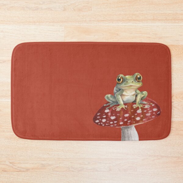 Item preview, Green Frogs Sitting On Red Toadstools Cottage Core Pattern Design designed and sold by LittleGnomad.