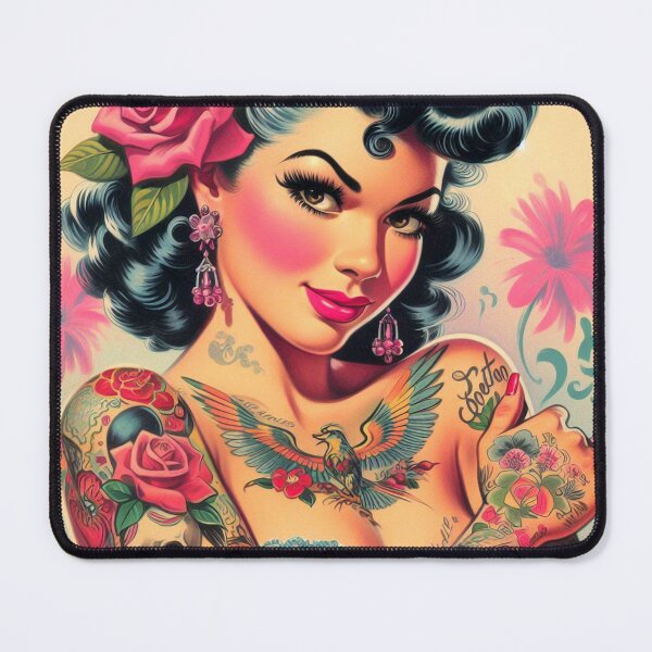 Item preview, Cute Vintage Tattooed Girl designed and sold by PulpVintage.