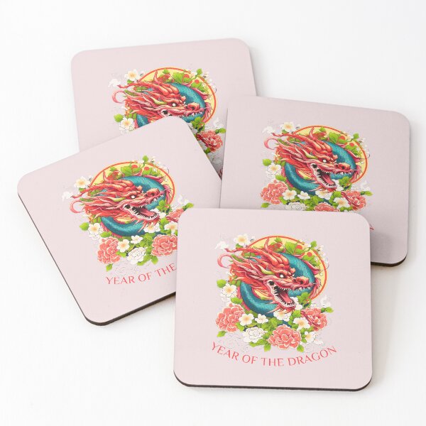 Item preview, Vibrant  Colorful Snarling  dragon -Year of the Dragon- chinese Zodiac Theme-Pink Background designed and sold by CosmicNook1.