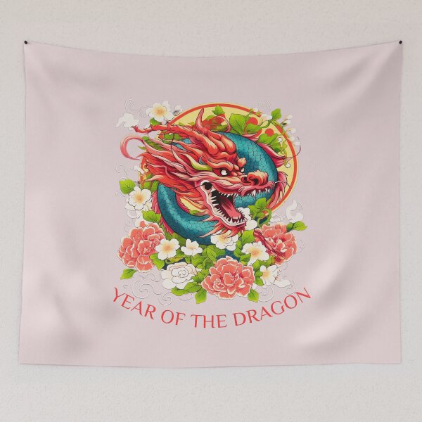Item preview, Vibrant  Colorful Snarling  dragon -Year of the Dragon- chinese Zodiac Theme-Pink Background designed and sold by CosmicNook1.