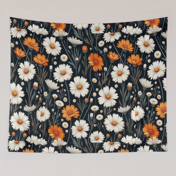 Item preview, Daisy and Marigold Flowers ; Floral Pattern designed and sold by PatternInArt.