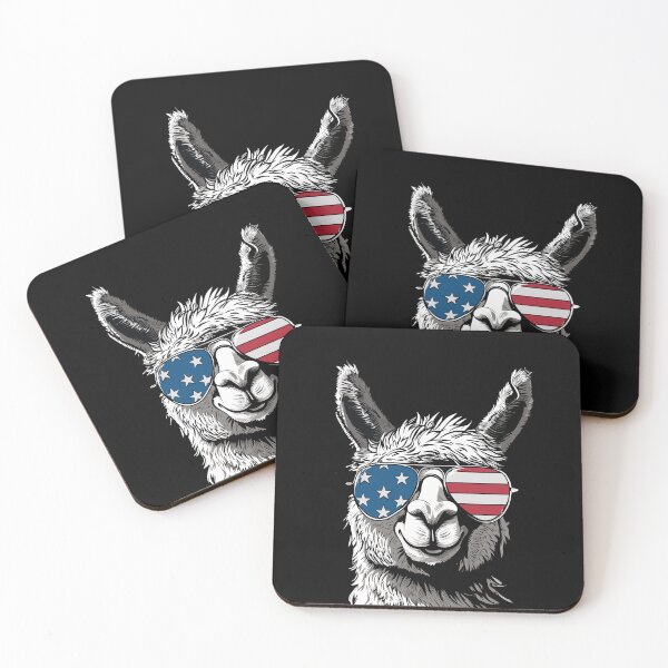 Item preview, American Alpaca - Independence Day Llama Wearing Flag Sunglasses designed and sold by Shirtlify.
