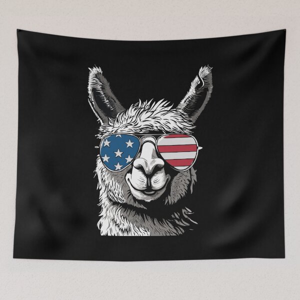 Item preview, American Alpaca - Independence Day Llama Wearing Flag Sunglasses designed and sold by Shirtlify.