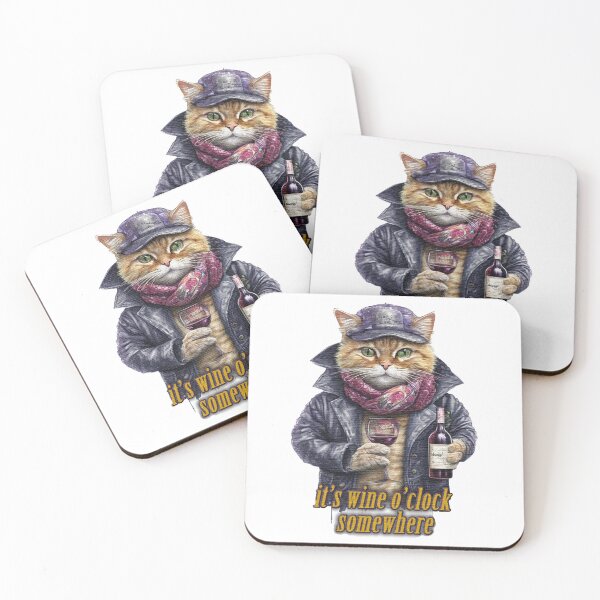 Item preview, it's wine o'clock somewhere Cat wearing a jacket holding a  Glass of wine designed and sold by jnsmerchstore.