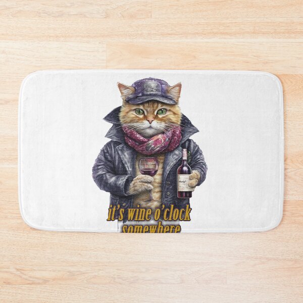 Item preview, it's wine o'clock somewhere Cat wearing a jacket holding a  Glass of wine designed and sold by jnsmerchstore.