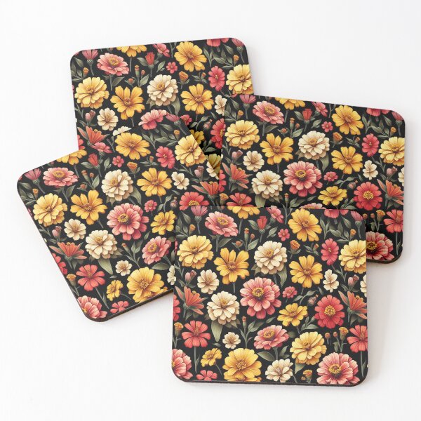 Item preview, Hibiscus and Zinnia Flowers ; Floral Pattern designed and sold by PatternInArt.