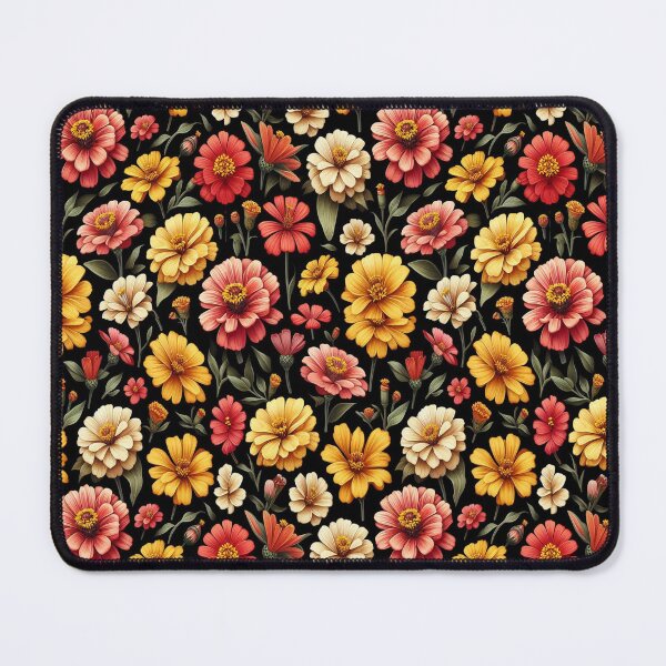 Item preview, Hibiscus and Zinnia Flowers ; Floral Pattern designed and sold by PatternInArt.