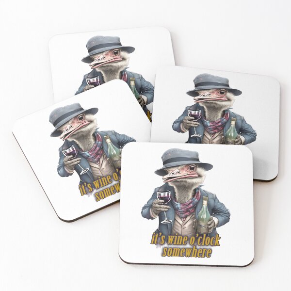 Item preview, it's wine o'clock somewhere Ostriches wearing a jacket holding a  Glass of wine designed and sold by jnsmerchstore.