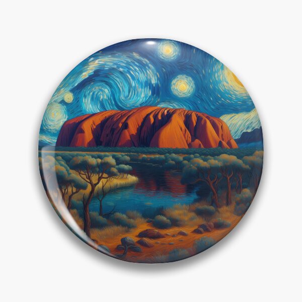 Artikelvorschau, Ayers Rock, Australien, Design im Stil von Vincent van Gogh Sternennacht entworfen und verkauft von CreativeSparkzz.