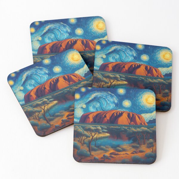 Artikelvorschau, Ayers Rock, Australien, Design im Stil von Vincent van Gogh Sternennacht entworfen und verkauft von CreativeSparkzz.
