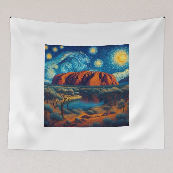 Item preview, Ayers Rock, Australia, design in the style of Vincent van Gogh Starry Night designed and sold by CreativeSparkzz.