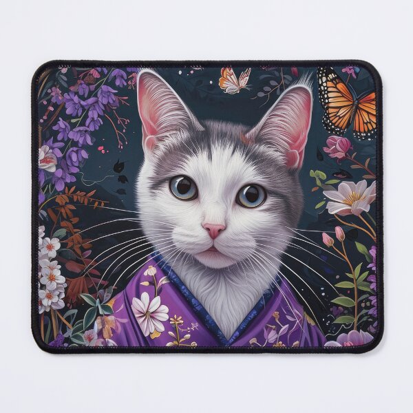 Item preview, cute Maiko cat in kimono, Japanese kawaii art illustration designed and sold by WallyPink.