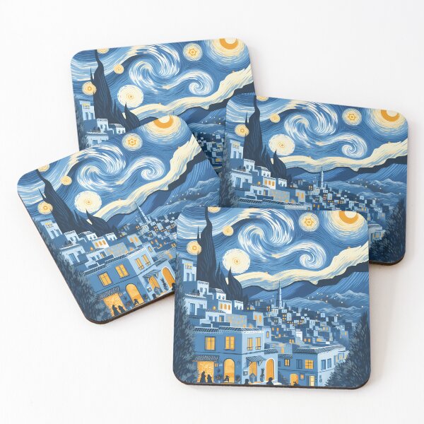 Artikelvorschau, Chefchaouen, Marokko, Design im Stil von Vincent van Gogh Sternennacht entworfen und verkauft von CreativeSparkzz.