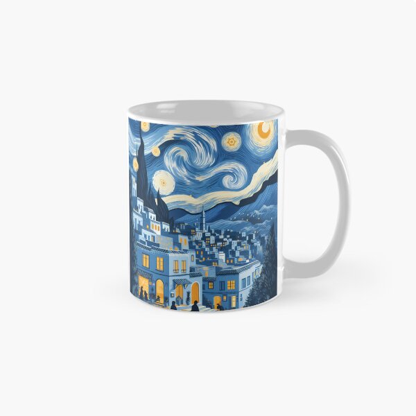 Item preview, Chefchaouen, Morocco, design in the style of Vincent van Gogh Starry Night designed and sold by CreativeSparkzz.