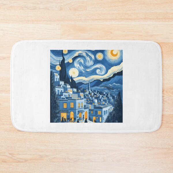 Item preview, Chefchaouen, Morocco, design in the style of Vincent van Gogh Starry Night designed and sold by CreativeSparkzz.