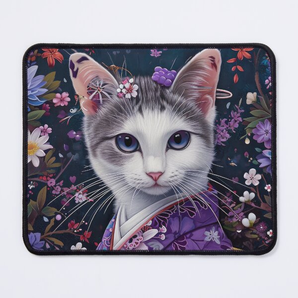 Item preview, cute Maiko cat in kimono, Japanese kawaii art illustration designed and sold by WallyPink.